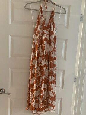 Lulus | Dresses | Lulus Loveliest Darling Light Pink Floral Ruffled Tieback  Midi Dress | Poshmark